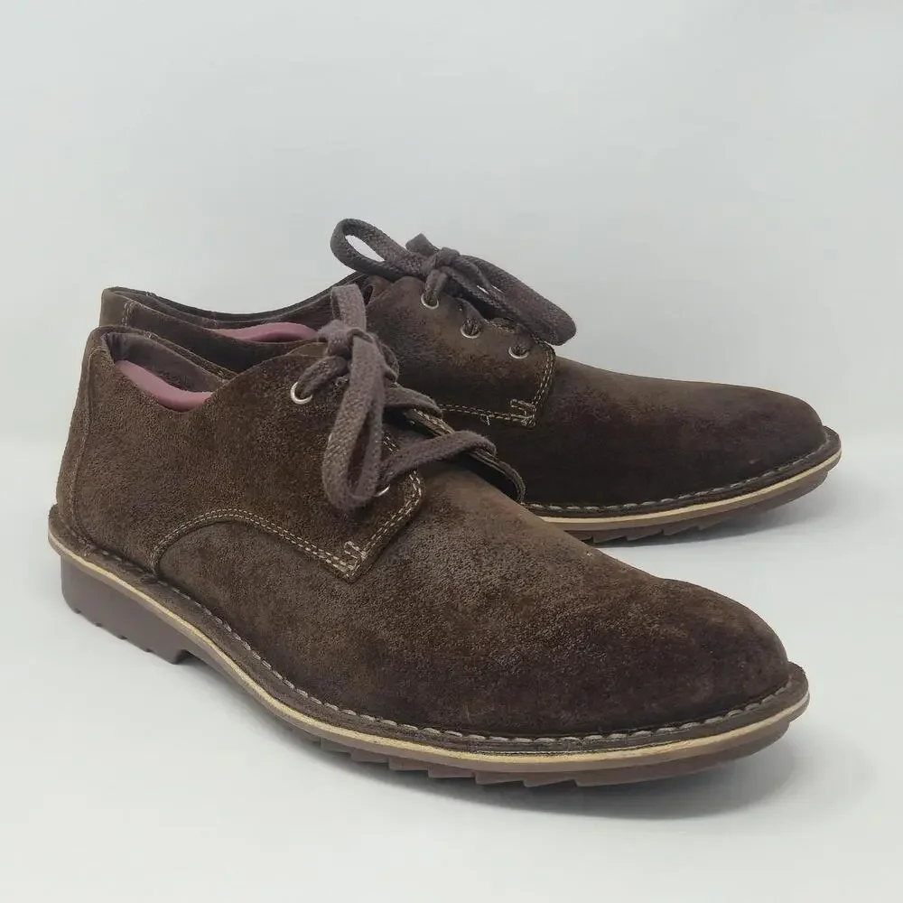 Clarks Men's 13 M Brown Suede Oxford Shoes 82655 Plain Toe Casual Comfort
